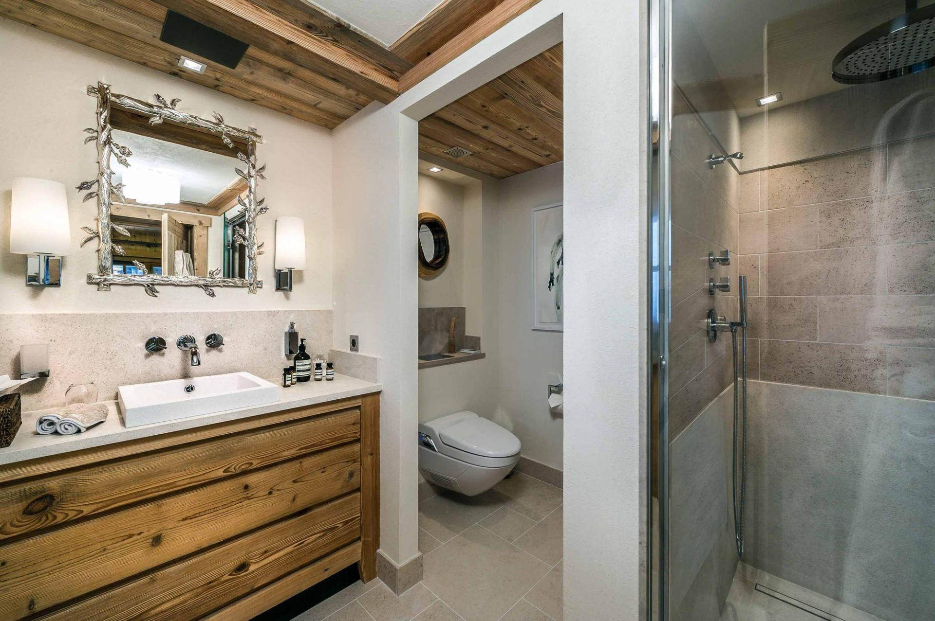 A SHOWER ROOM IN A CHALET RENTAL IN COURCHEVEL