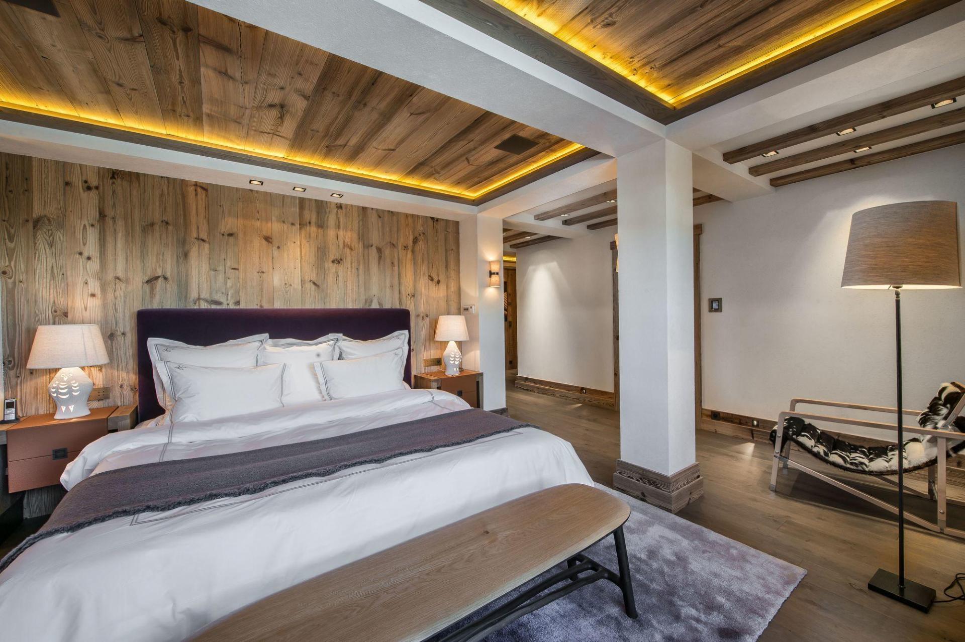 ONE OF THE BEDROOM OF A LUXURY CHALET RENTAL IN COURCHEVEL
